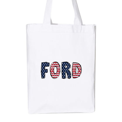 Patriotic Personalized Name Tote Bag
