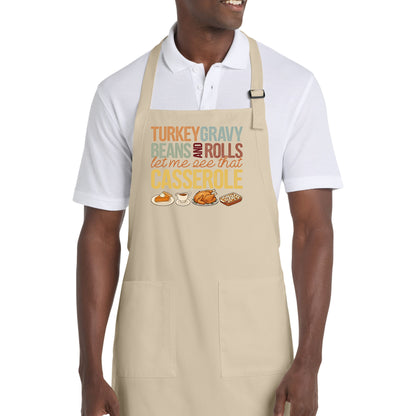 Turkey, Gravy, Beans & Rolls - Thanksgiving Port Authority® Full-Length Apron with Pockets