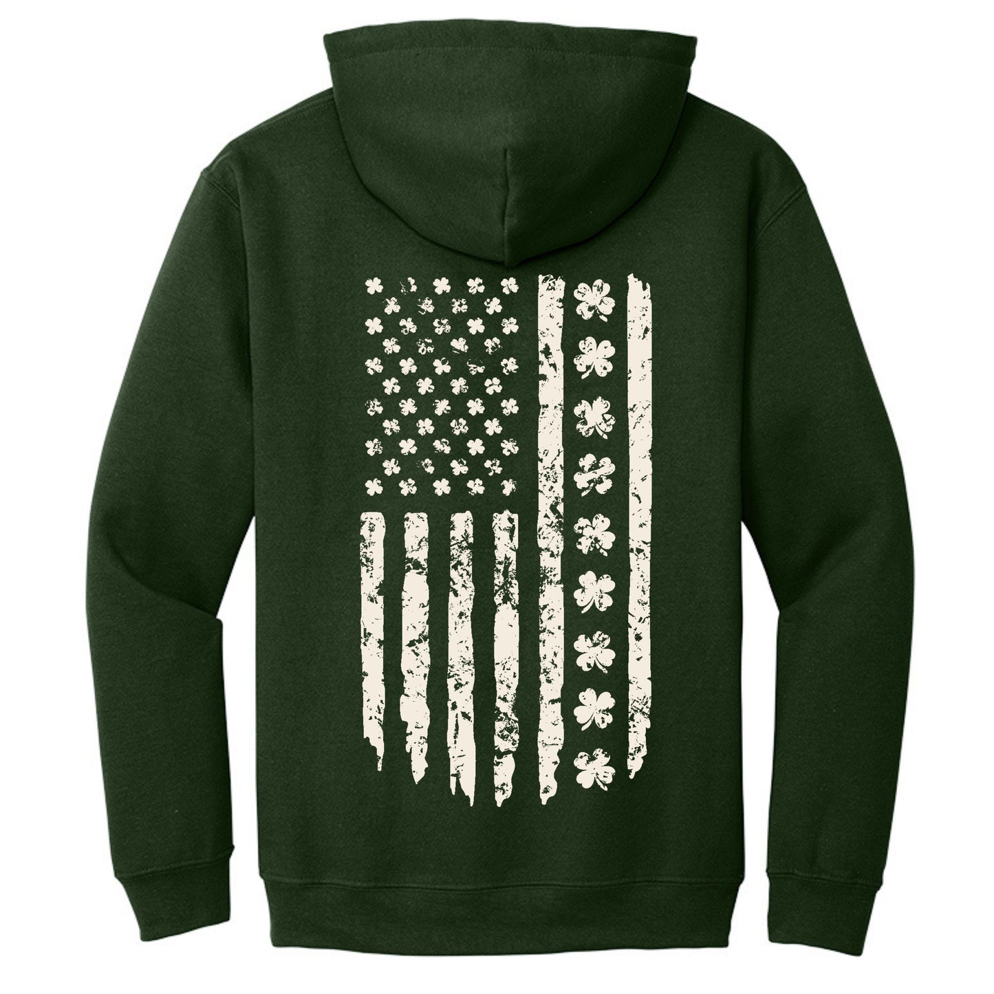 Shamrock Distressed American Flag - Gildan Heavy Blend Hoodie