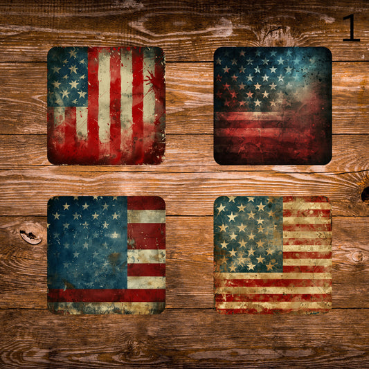 Grunge Flag Coaster Sets - MDF with cork backing