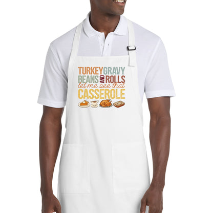 Turkey, Gravy, Beans & Rolls - Thanksgiving Port Authority® Full-Length Apron with Pockets