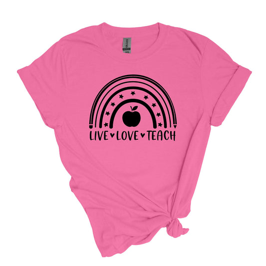 Live 🌷 Love ❣️ Teach 👩‍🏫 - T-shirt doux unisexe adulte 