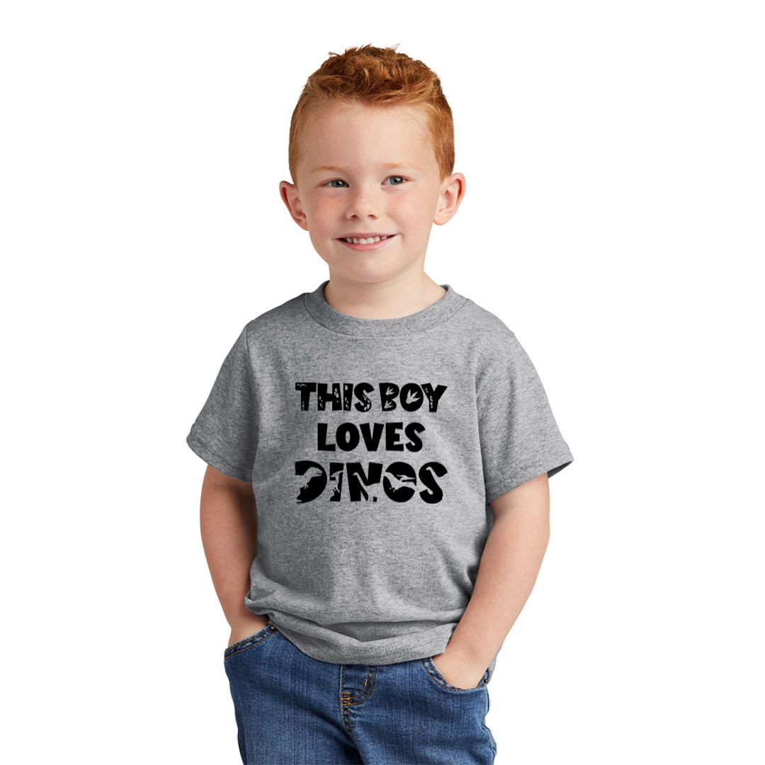 This Boy Loves Dinos - Dinosaur Tee in Toddler and Youth Sizes