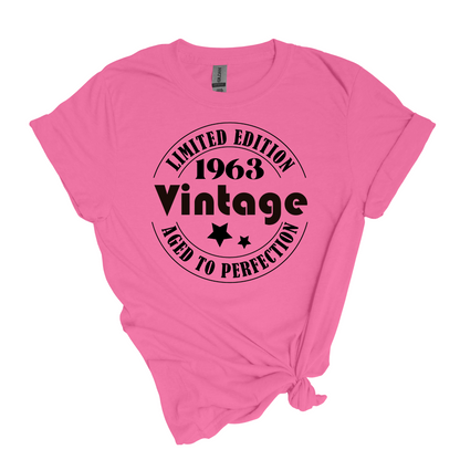 Vintage Birthday T-shirt - Aged to perfection - Adult Unisex Soft Style T-shirt - Customize with birth year