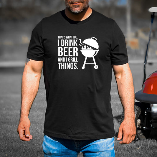 Bebo cerveza y aso cosas - Camiseta suave unisex para adultos 