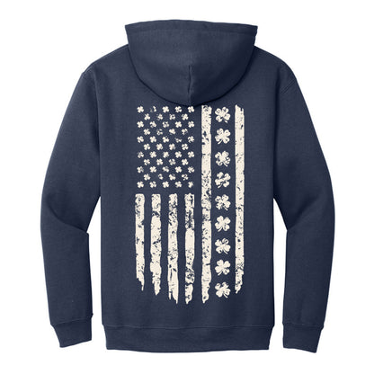Shamrock Distressed American Flag - Gildan Heavy Blend Hoodie