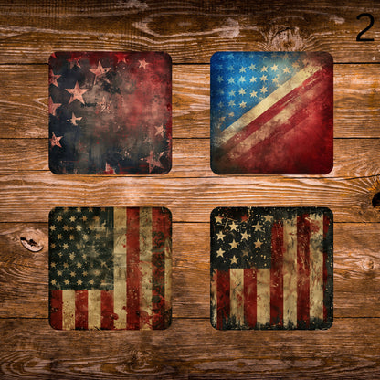 Grunge Flag Coaster Sets - MDF with cork backing