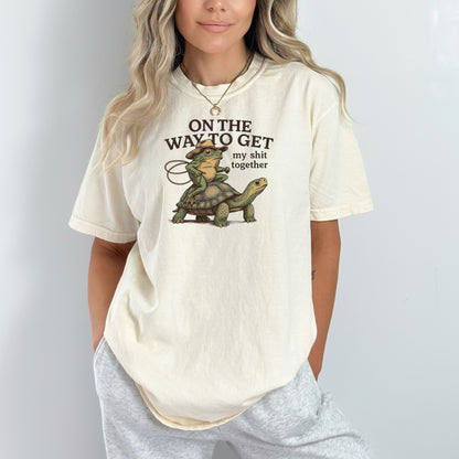 On the way to get my Shit Together - Funny Frog & Turtle Comfort Colors ® Heavyweight Ring Spun T-shirt