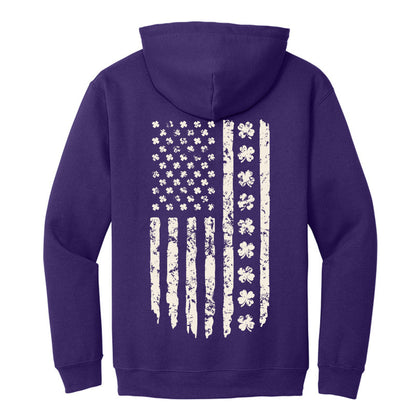 Shamrock Distressed American Flag - Gildan Heavy Blend Hoodie