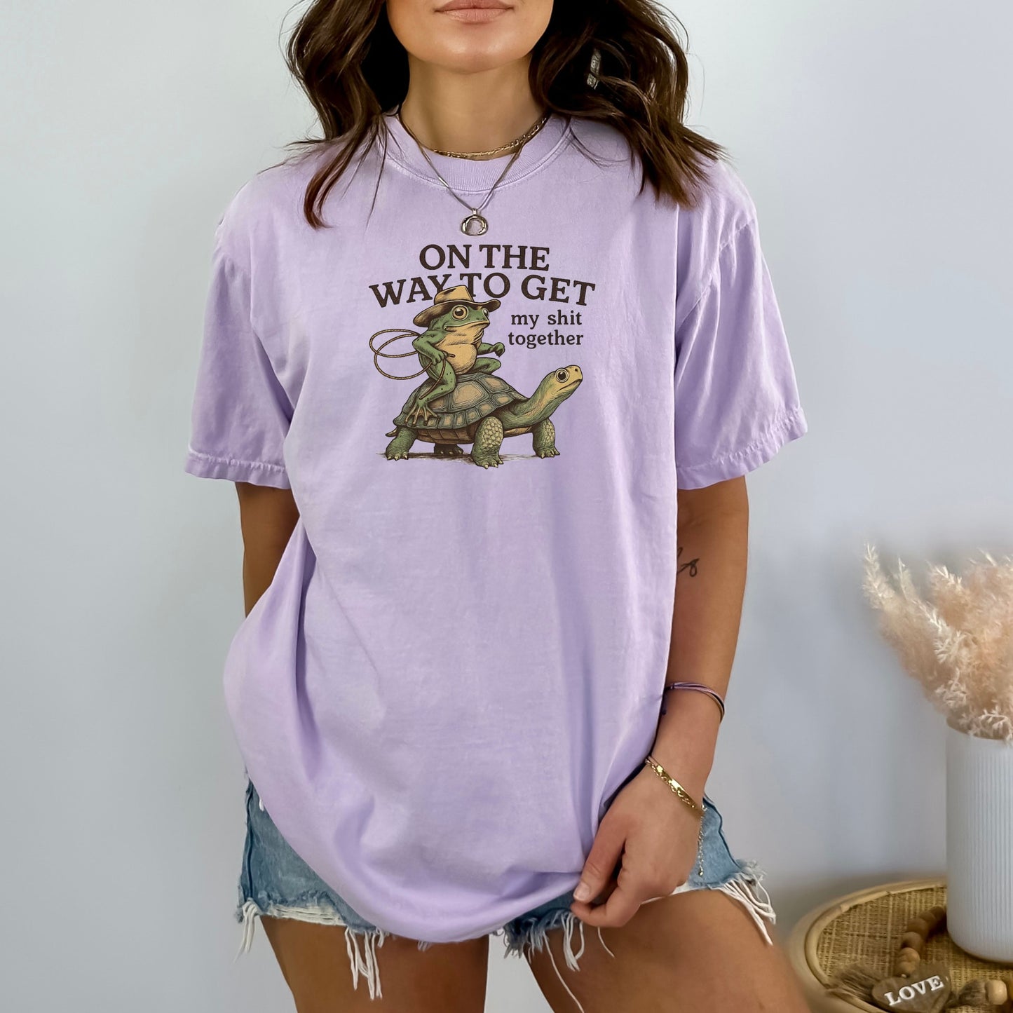 On the way to get my Shit Together - Funny Frog & Turtle Comfort Colors ® Heavyweight Ring Spun T-shirt
