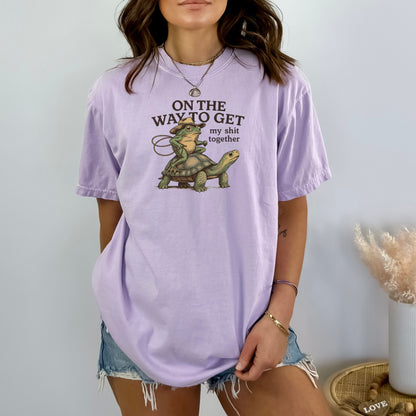 On the way to get my Shit Together - Funny Frog & Turtle Comfort Colors ® Heavyweight Ring Spun T-shirt