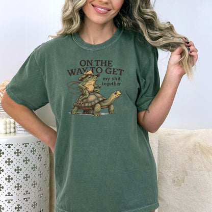 On the way to get my Shit Together - Funny Frog & Turtle Comfort Colors ® Heavyweight Ring Spun T-shirt