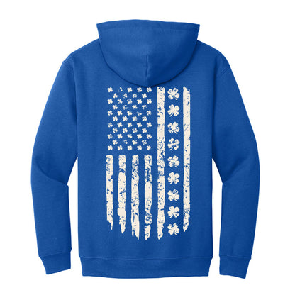 Shamrock Distressed American Flag - Gildan Heavy Blend Hoodie