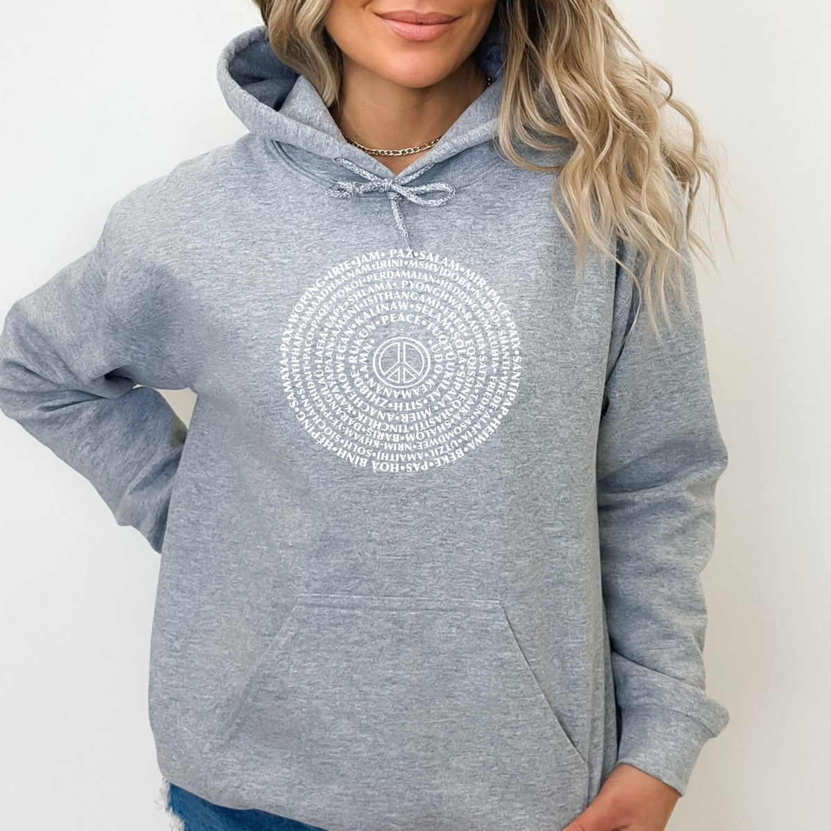 Can you say PEACE - Gildan Heavy Blend Hoodie - artwork designed by Cynthia NeJame