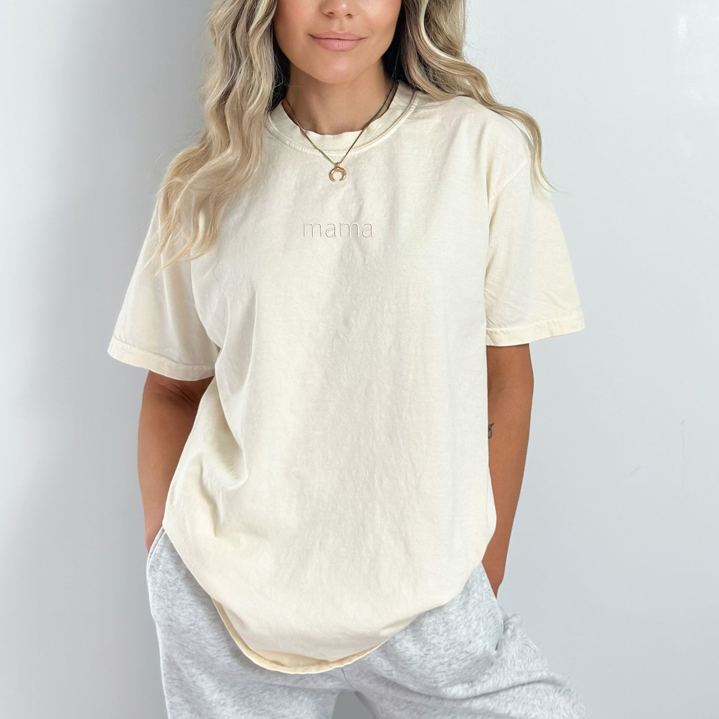 MAMA Minimalist Monochrome Embroidered Comfort Colors® T-Shirt
