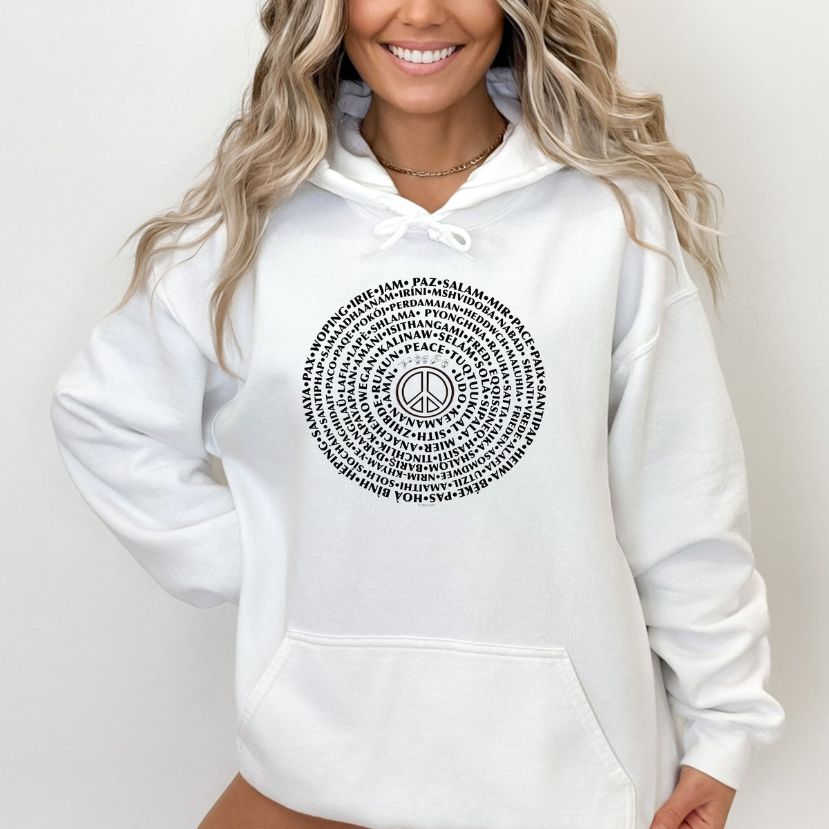 Can you say PEACE - Gildan Heavy Blend Hoodie - artwork designed by Cynthia NeJame