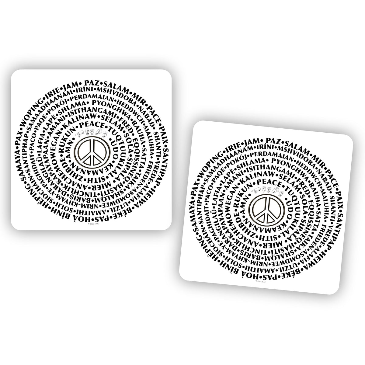 CAN YOU SAY PEACE - Coasters - MDF with cork backing - CAN YOU SAY PEACE LLC