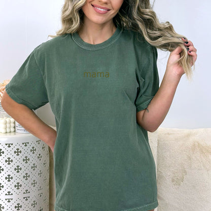 MAMA Minimalist Monochrome Embroidered Comfort Colors® T-Shirt