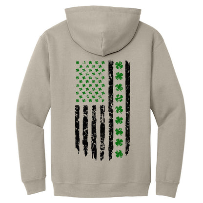 Shamrock Distressed American Flag - Gildan Heavy Blend Hoodie