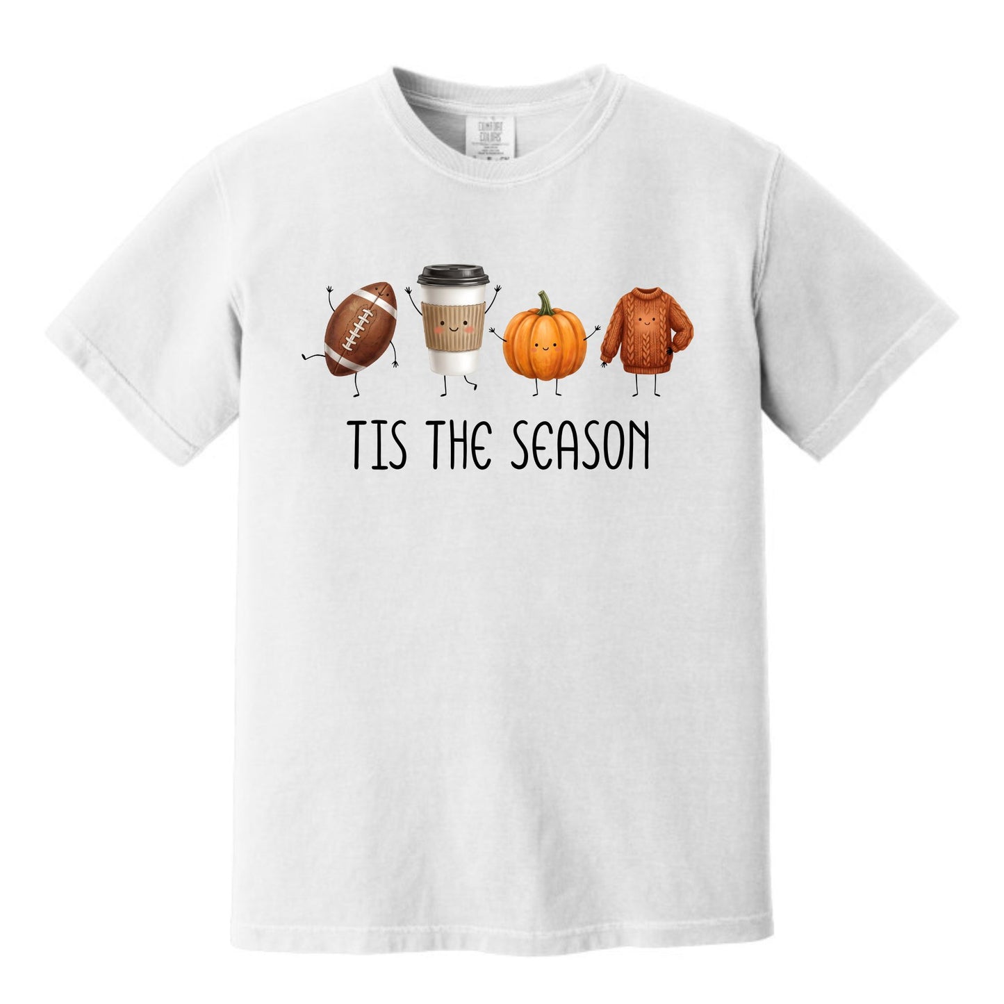 Tis' The Season | Football, Coffee, Pumpkins & Sweaters | Comfort Colors® Doodle Art T-Shirt