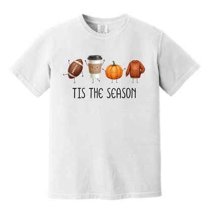 Tis' The Season | Football, Coffee, Pumpkins & Sweaters | Comfort Colors® Doodle Art T-Shirt
