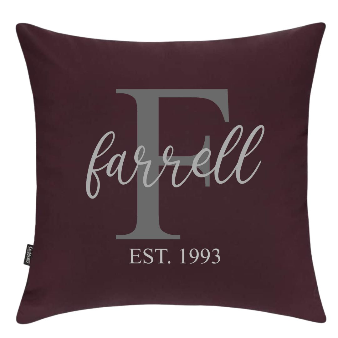 18 x 18 Custom Family Pillow Cover - Family Name and year established