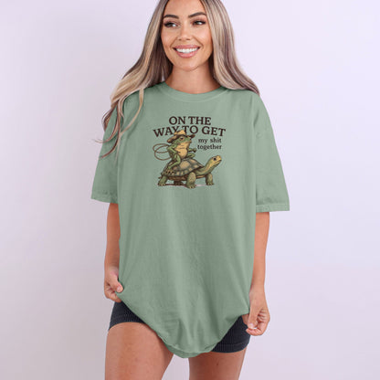 On the way to get my Shit Together - Funny Frog & Turtle Comfort Colors ® Heavyweight Ring Spun T-shirt