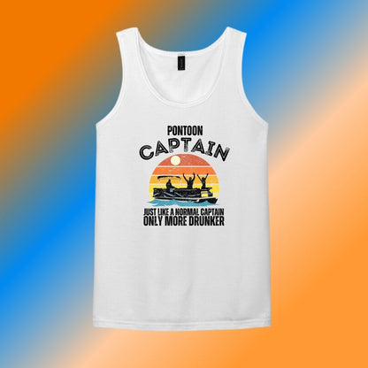 Pontoon Captain = Like a normal Captain, but more drunker - Fun Pontoon Boat Tee or Tank - Available in Men's or Women's