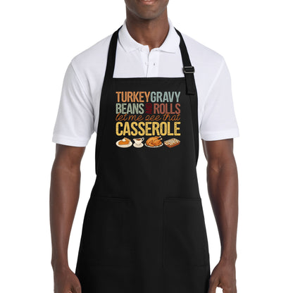 Turkey, Gravy, Beans & Rolls - Thanksgiving Port Authority® Full-Length Apron with Pockets