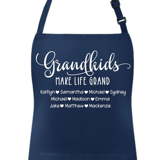 Grandkids Make Life Grand - Delantal para abuela - Personalizado con los nombres de los nietos 