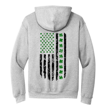 Shamrock Distressed American Flag - Gildan Heavy Blend Hoodie