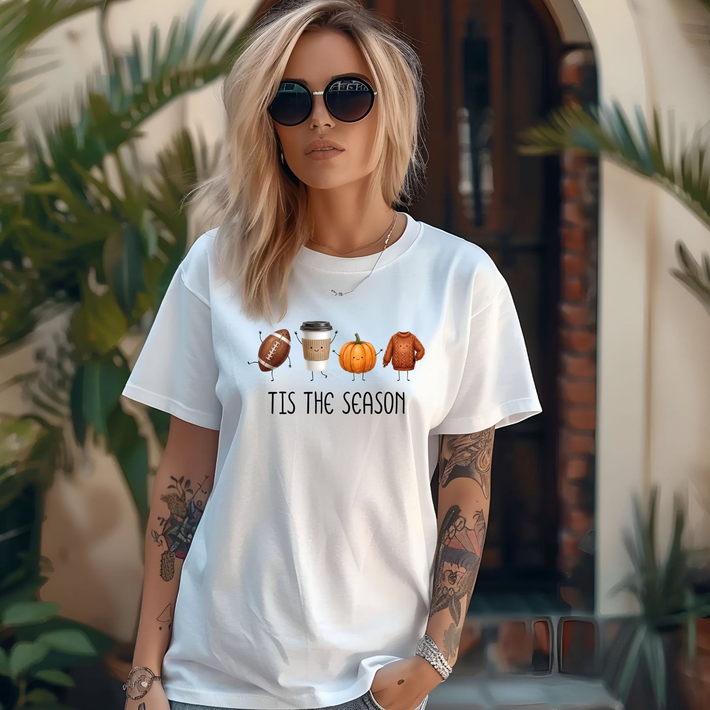 Tis' The Season | Football, Coffee, Pumpkins & Sweaters | Comfort Colors® Doodle Art T-Shirt