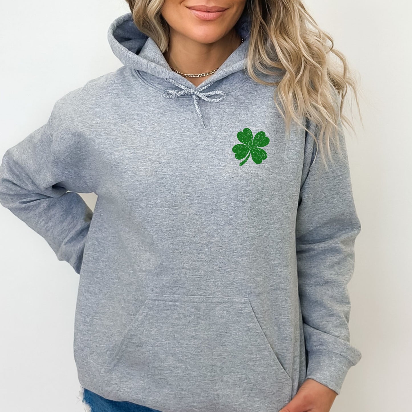 Shamrock Distressed American Flag - Gildan Heavy Blend Hoodie
