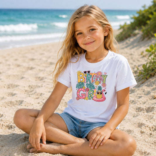 Birthday Girl Tropical Family Tees - Available in Adult, Youth, Toddler & Infant sizes