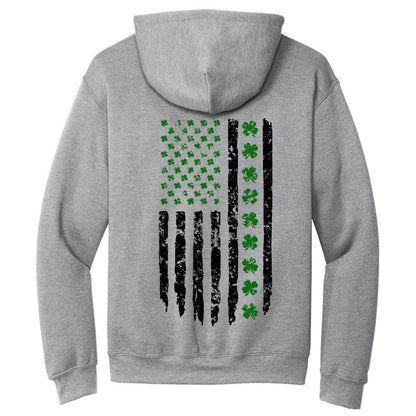 Shamrock Distressed American Flag - Gildan Heavy Blend Hoodie