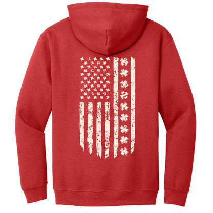 Shamrock Distressed American Flag - Gildan Heavy Blend Hoodie