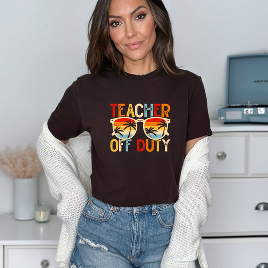 Teacher - OFF DUTY - Retro Sunglasses Gildan Softstyle T-shirt