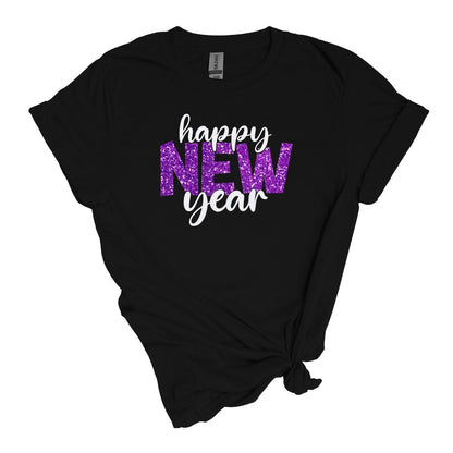 Happy New Year Glitter Tee - T-shirt de style doux pour adultes