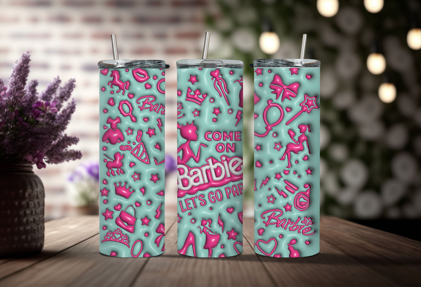 20 oz. Stainless Tumblers - Barbie themed images