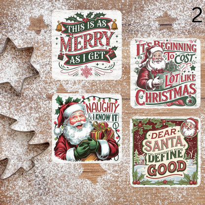 Festive & Funny Christmas Coasters - MDF with cork backing