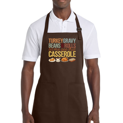 Turkey, Gravy, Beans & Rolls - Thanksgiving Port Authority® Full-Length Apron with Pockets