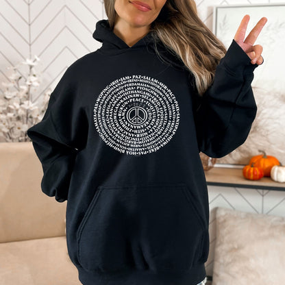 Can you say PEACE - Gildan Heavy Blend Hoodie - artwork designed by Cynthia NeJame