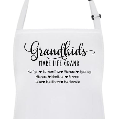 Grandkids Make Life Grand - Apron for Grandma - Customized with Grandkids' Names