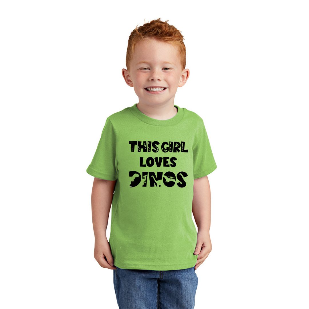 This Girl Loves Dinos - Dinosaur Tee in Toddler and Youth Sizes