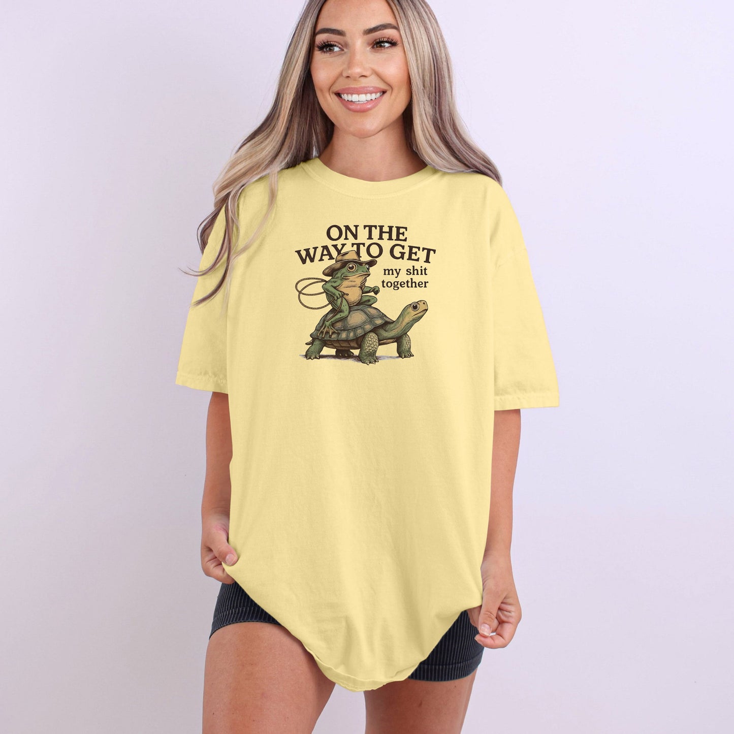 On the way to get my Shit Together - Funny Frog & Turtle Comfort Colors ® Heavyweight Ring Spun T-shirt