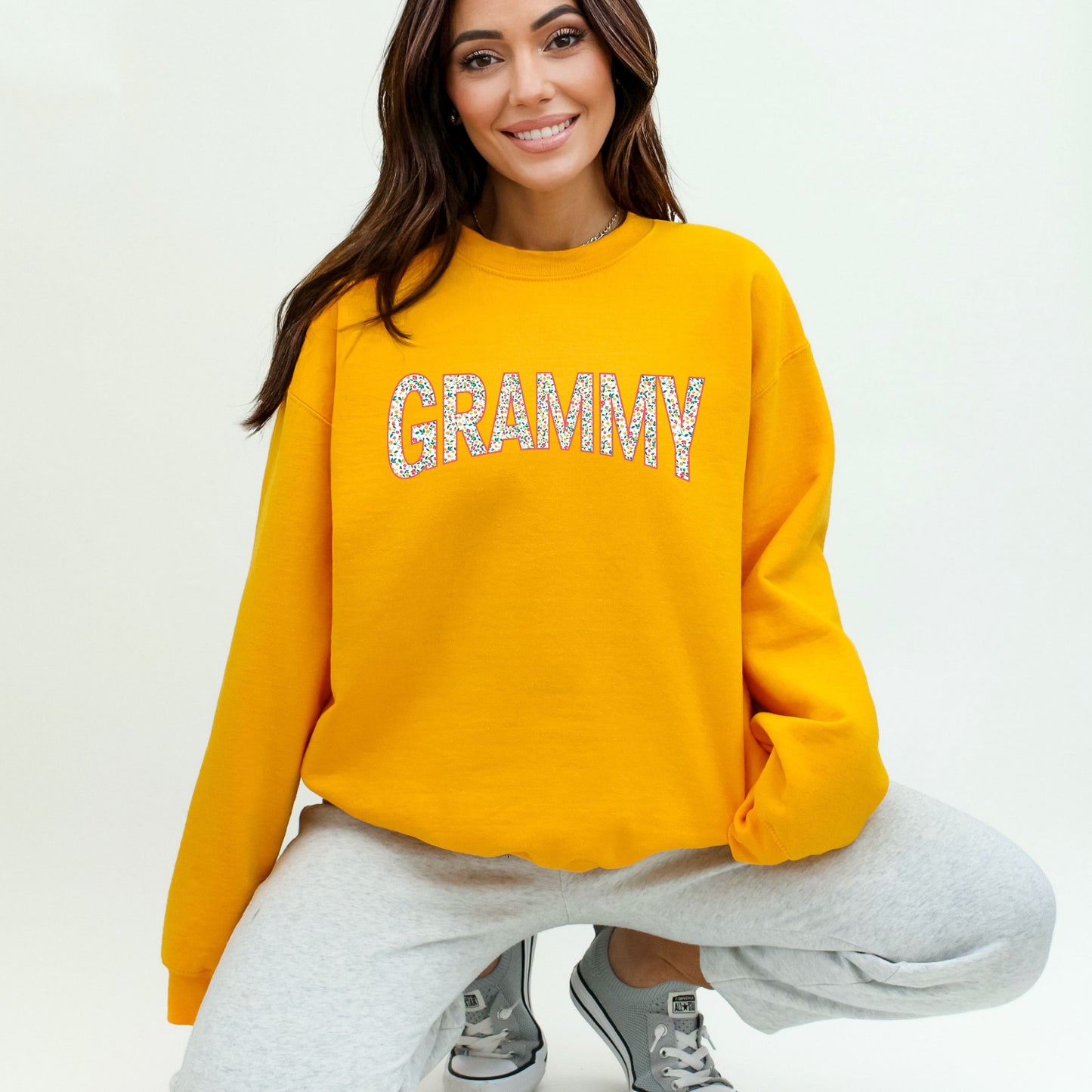 Tiny Flowers Heavy Blend Crewneck for Grandma - Choice of Name and Flowers