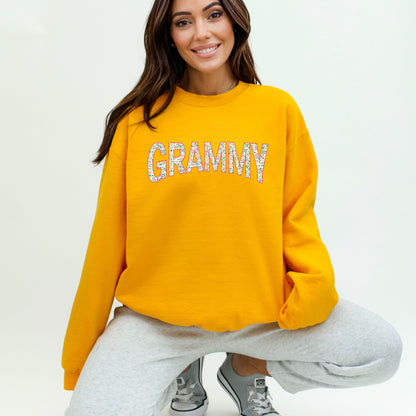 Tiny Flowers Heavy Blend Crewneck for Grandma - Choice of Name and Flowers