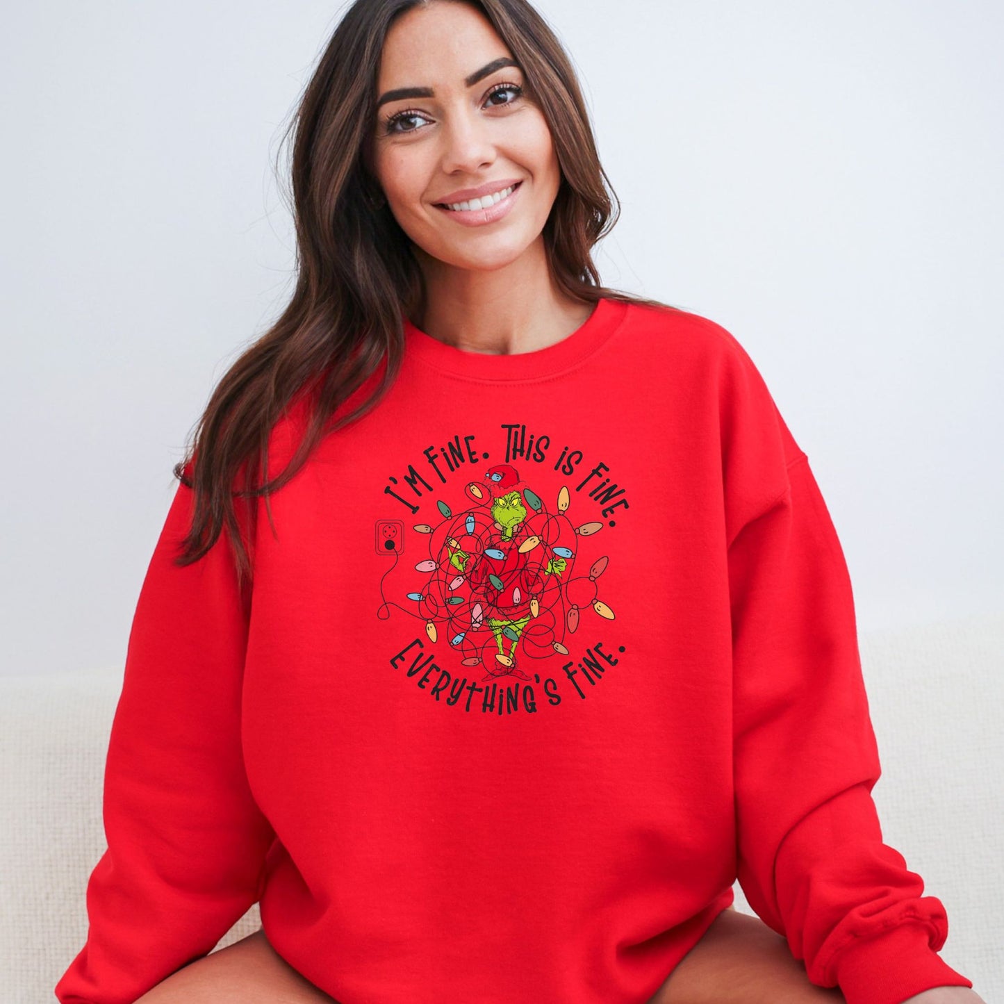 I'm Fine. This is Fine.  Everything's Fine.  - Tangled Lights Christmas Sweatshirt