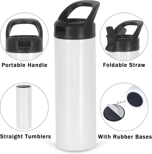 Stainless Steel Double Wall Water Bottle with Handle - 20oz - Customizable!