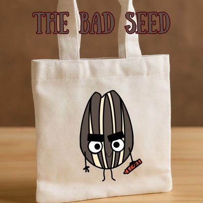 The Bad Seed Inspired Mini Tote Bags – 8" x 8.75" White Canvas - Choose your favorite character!